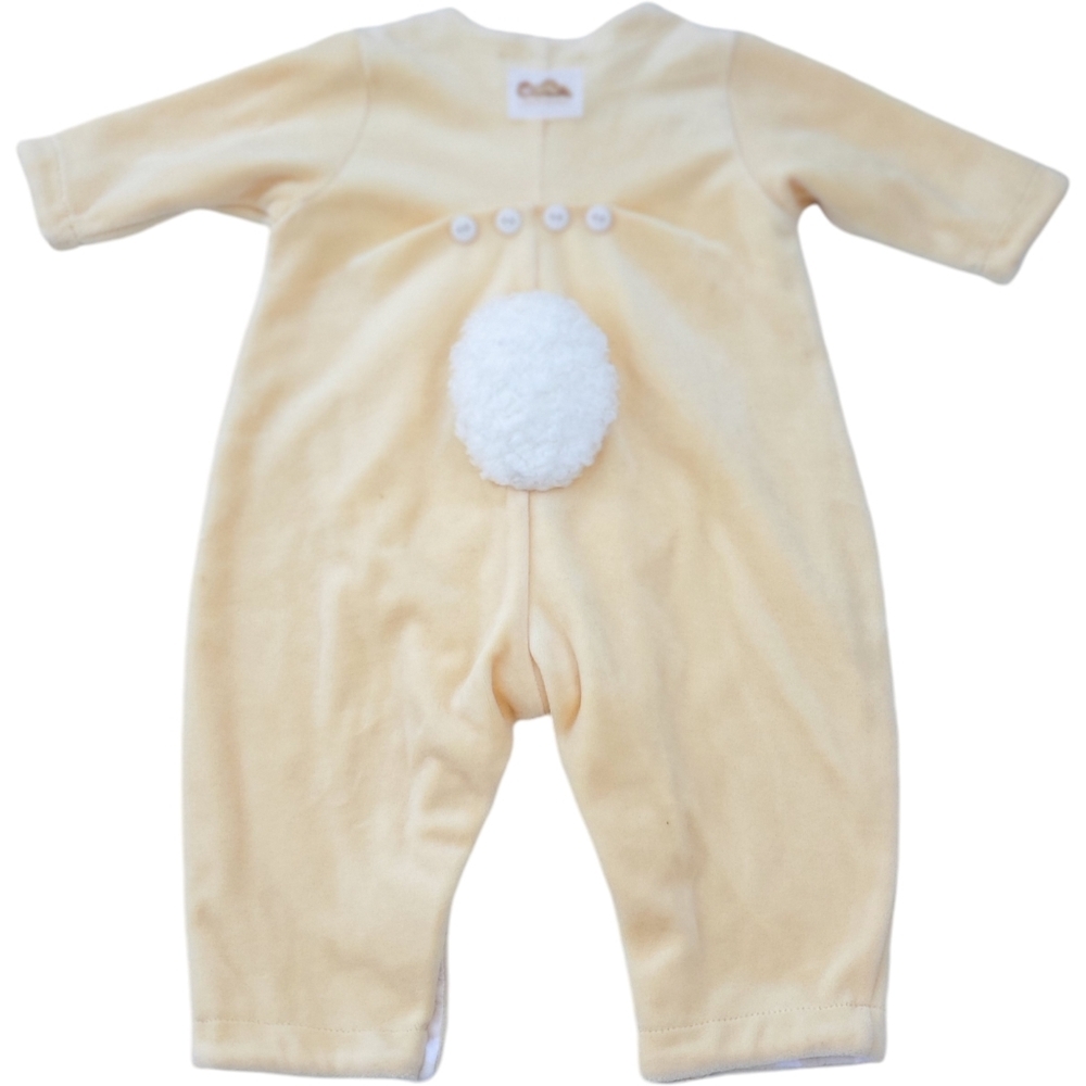 Vintage Anne Geddes Romper Long-sleeve Yellow Velour Sleeping Bunny Baby 3-6M